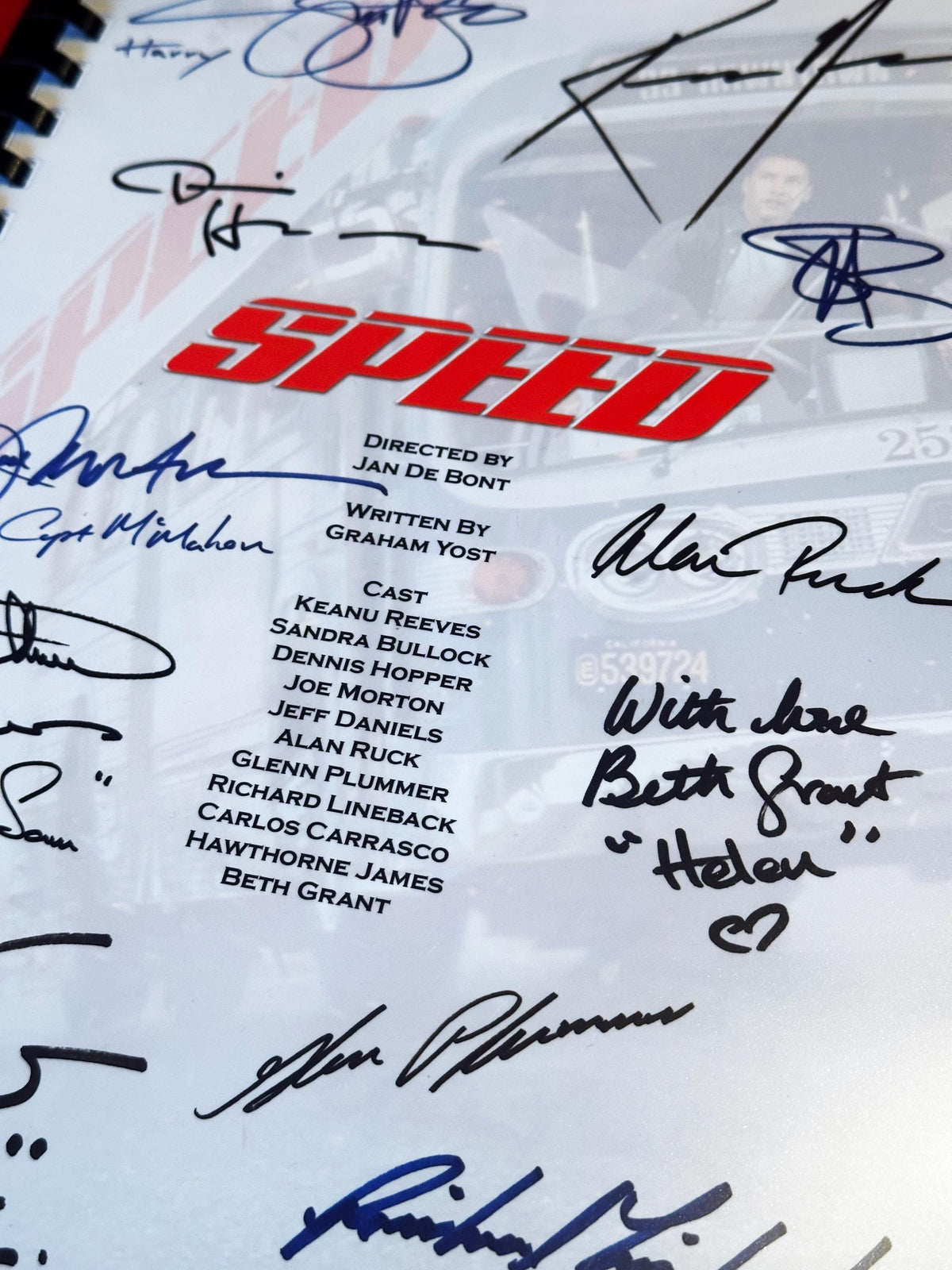 SPEED Movie Script, With Printed Cast Signatures, Autographs