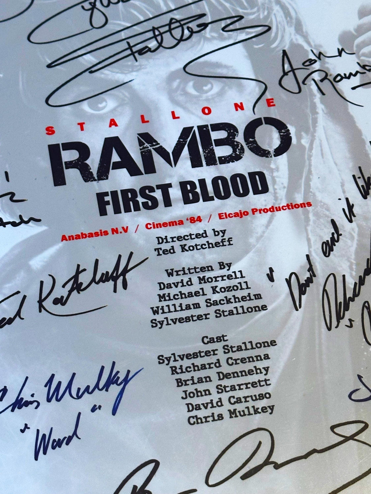 RAMBO First Blood Movie Script, With Printed Cast Signatures, Autographs