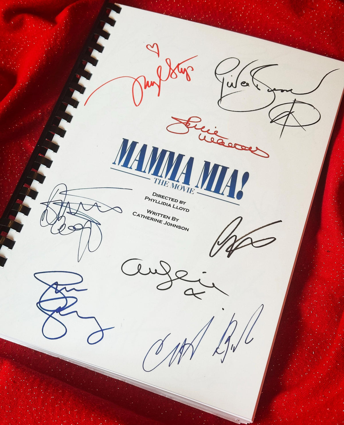 MAMMA, MIA Movie Script, With Printed Cast Signatures, Autographs
