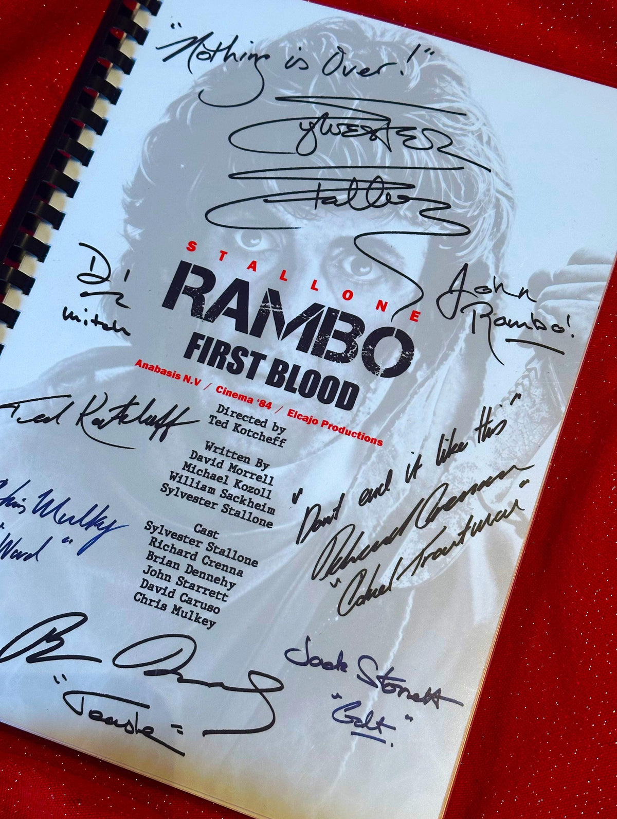 RAMBO First Blood Movie Script, With Printed Cast Signatures, Autographs