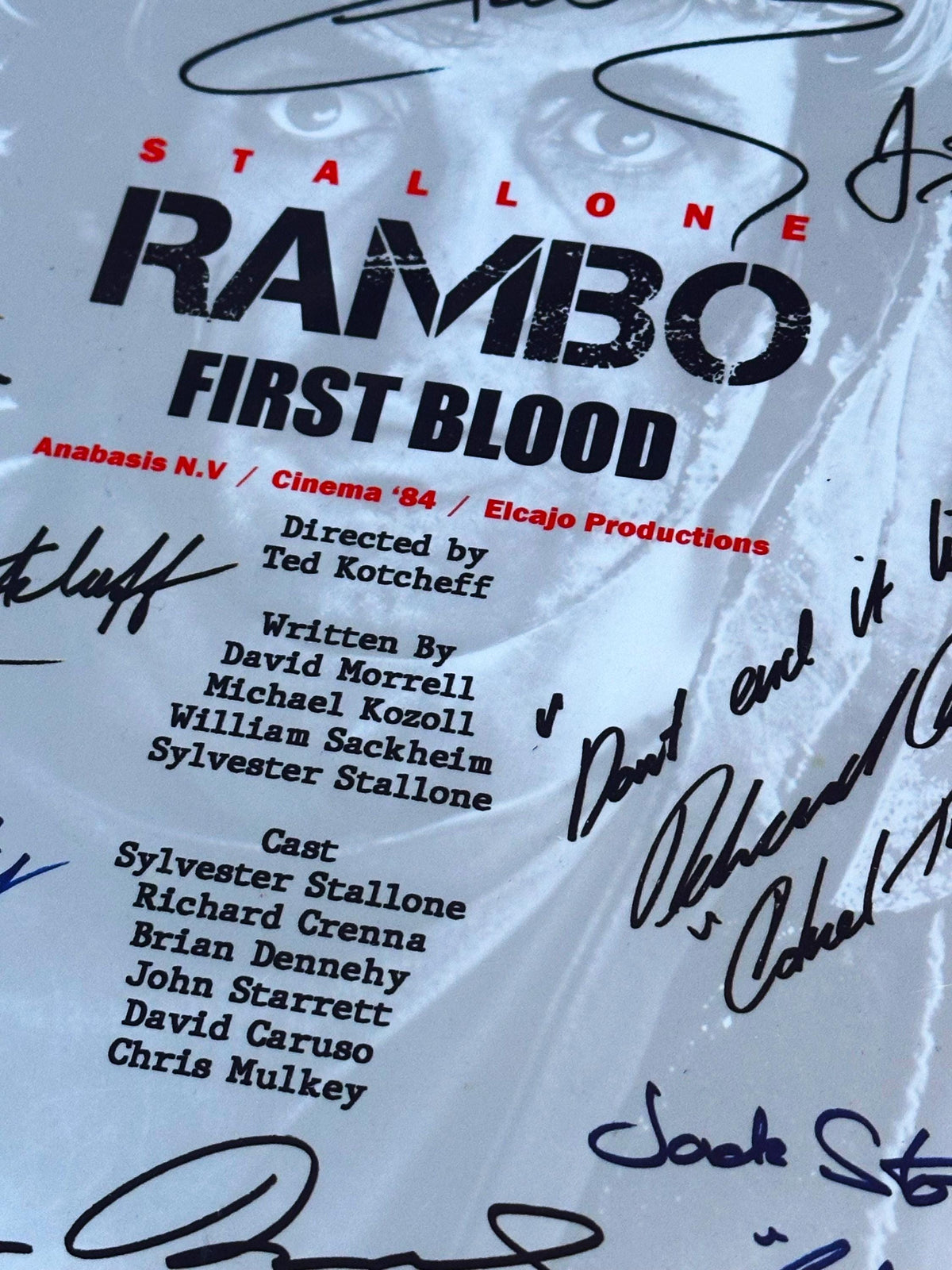 RAMBO First Blood Movie Script, With Printed Cast Signatures, Autographs