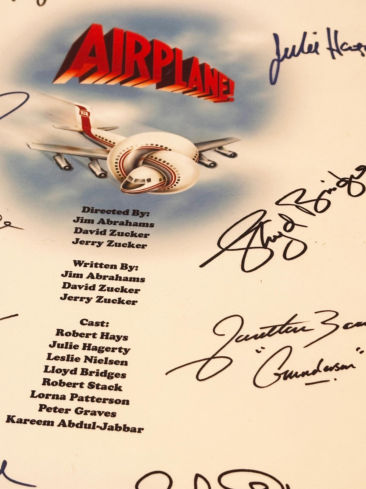 AIRPLANE Movie Script, With Printed Cast Signatures, Autographs