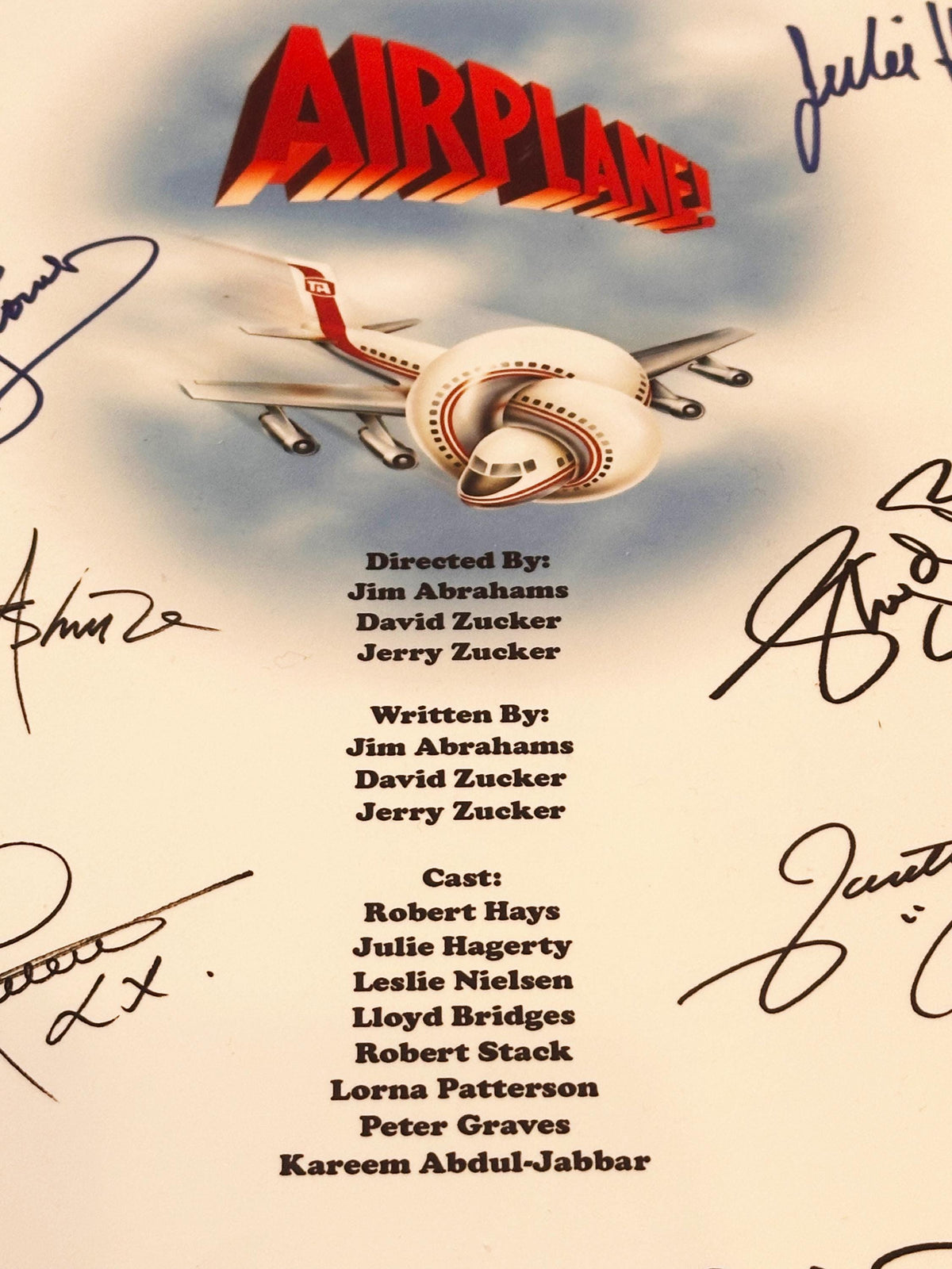 AIRPLANE Movie Script, With Printed Cast Signatures, Autographs