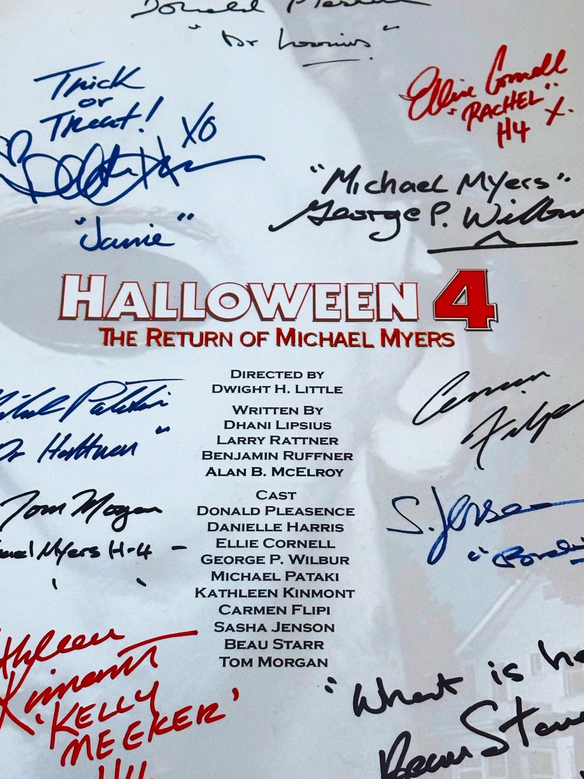 HALLOWEEN 4 Movie Script, With Printed Cast Signatures, Autographs